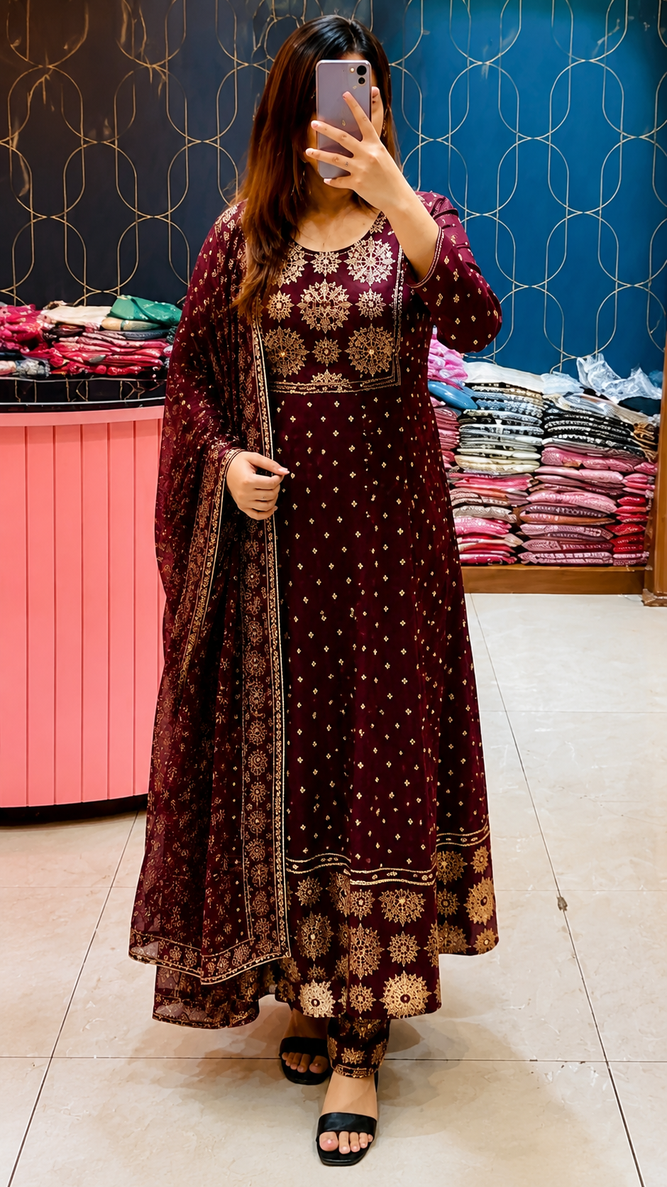 "Anarkali Kurti" & Pant Dupatta Set