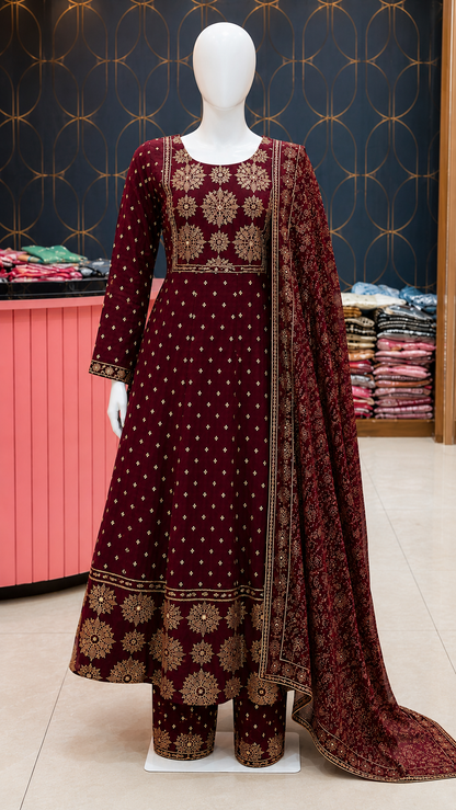 "Anarkali Kurti" & Pant Dupatta Set