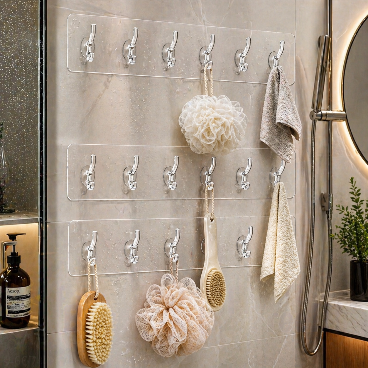 (Pack Of 3) 6 In 1 Self Adhesive Wall Hooks.